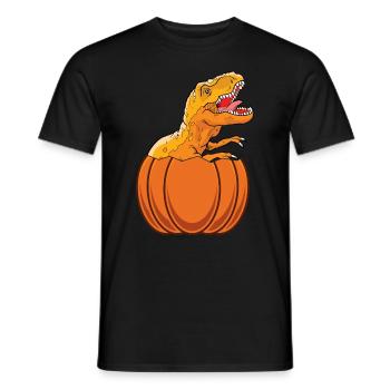 Kürbis Dino Lustiger Halloween-Kürbis mit Dinosaur - Männer T-Shirt - Schwarz - Vorne - AI Model Male 178 light (178cm)