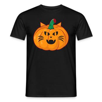 Halloween Citrouille Chat Drôle Halloween Citrouille Chat - T-shirt homme - noir - Devant - AI Model Male 178 light (178cm)