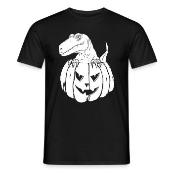Halloween Pumpkin Dinosaur - Funny Pumpkin Dino - Men's T-Shirt - black - Front - AI Model Male 178 light (178cm)