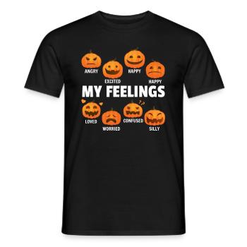 Drôle de citrouilles d’Halloween Mes sentiments Halloween Pum - T-shirt homme - noir - Devant - AI Model Male 178 light (178cm)