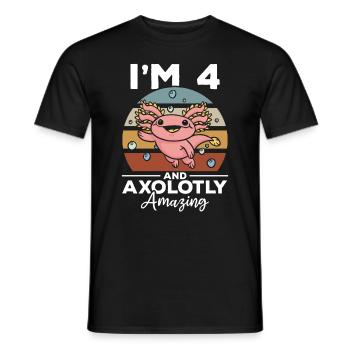 Axolotl I'm 4 And Axolotly Amazing - 4 Birthday Ax - Men's T-Shirt - black - Front - AI Model Male 178 light (178cm)