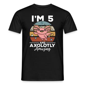 Axolotl I'm 5 And Axolotly Amazing - 5 Birthday - Men's T-Shirt - black - Front - AI Model Male 178 light (178cm)
