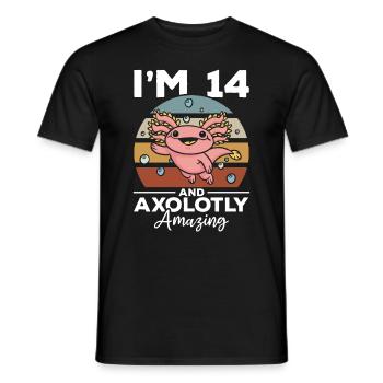 Axolotl I'm 14 And Axolotly Amazing - Axolotl - Men's T-Shirt - black - Front - AI Model Male 178 light (178cm)