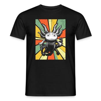 Axolotl Fish Coucher de soleil Axolotl Lover I Retro Axolotl - T-shirt homme - noir - Devant - AI Model Male 178 light (178cm)