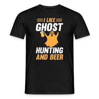 Drôle de fantôme J’aime la chasse aux fantômes et la bière - Hallow - T-shirt homme - noir - Devant - AI Model Male 178 light (178cm)