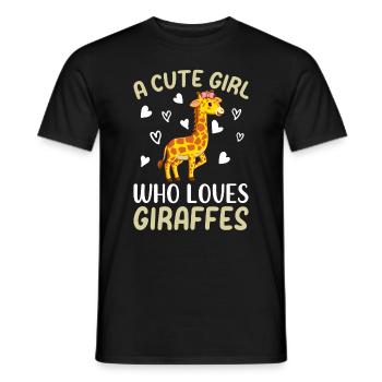 Zoo Animal Giraffe Une fille mignonne qui aime les girafes - T-shirt homme - noir - Devant - AI Model Male 178 light (178cm)