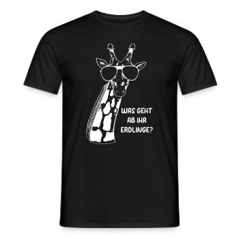 Was Geht Ab Ihr Erdlinge? Lustige Giraffe - Männer T-Shirt - Schwarz - Vorne - AI Model Male 178 light (178cm)