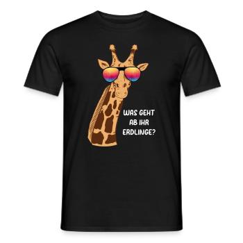 Giraffe Was Geht Ab Ihr Erdlinge? Lustige Giraffe - Männer T-Shirt - Schwarz - Vorne - AI Model Male 178 light (178cm)