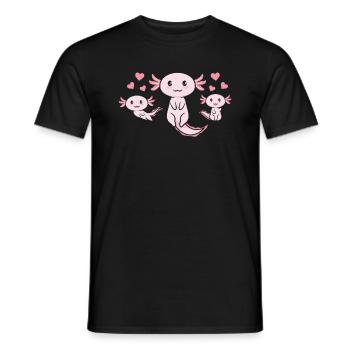 Axolotl with Hearts Kawaii Axolotls Cute Axolotls - Men's T-Shirt - black - Front - AI Model Male 178 light (178cm)