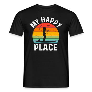 Stand Up Paddle Board My Happy Place - Water Sport - Men's T-Shirt - black - Front - AI Model Male 178 light (178cm)