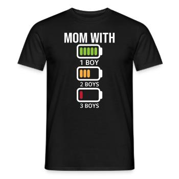 Maman avec trois garçons Batterie vide - Maman avec thre - T-shirt homme - noir - Devant - AI Model Male 178 light (178cm)