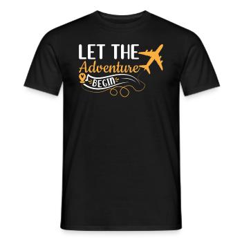 Let The Adventure Begin - Airplane Traveling Love - Männer T-Shirt - Schwarz - Vorne - AI Model Male 178 light (178cm)
