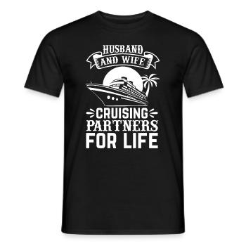 Bateau de croisière - Mari et femme Partenaires de croisière f - T-shirt homme - noir - Devant - AI Model Male 178 light (178cm)