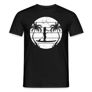 SUP Girl Sports Nautiques SUP - Coucher de soleil Stand Up Paddle - T-shirt homme - noir - Devant - AI Model Male 178 light (178cm)