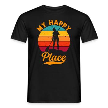 SUP Girl My Happy Place - Water Sports Stand Up Pa - Men's T-Shirt - black - Front - AI Model Male 178 light (178cm)