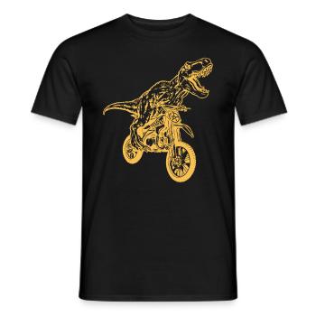 Motocross Dinosaur Dirtbike Dino - Dirt Bike Dinos - Men's T-Shirt - black - Front - AI Model Male 178 light (178cm)