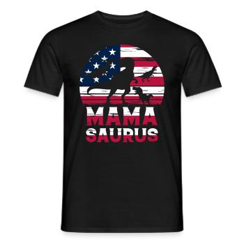 Mama Saurus Mama Dinosaur American Flag Dino Mamas - Men's T-Shirt - black - Front - AI Model Male 178 light (178cm)