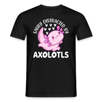 Axolotl Lover Mignon Axolotls - Facilement distrait par - T-shirt homme - noir - Devant - AI Model Male 178 light (178cm)