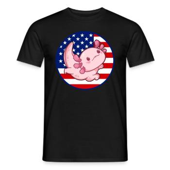 Axolotl American Flag Kawaii Axolotl US Flag Axolo - Männer T-Shirt - Schwarz - Vorne - AI Model Male 178 light (178cm)