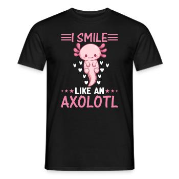 Mignon Axolotl Lover Kawaii Axolotl - Je souris comme un - T-shirt homme - noir - Devant - AI Model Male 178 light (178cm)