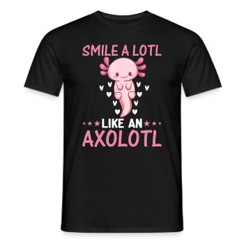 Axolotl Lover - Smile A Lotl Like An Axolotl - Men's T-Shirt - black - Front - AI Model Male 178 light (178cm)