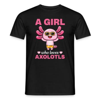 Cute Axolotl Girl - Une fille qui aime Axolotls - T-shirt homme - noir - Devant - AI Model Male 178 light (178cm)