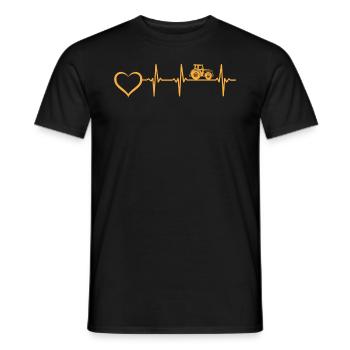 Farmer Heartbeat Farm Farming Tractor Heartbeat - Men's T-Shirt - black - Front - AI Model Male 178 light (178cm)