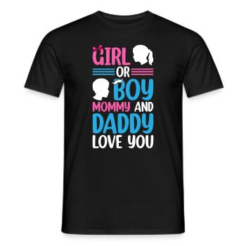Baby Shower Baby Gender Girl Or Boy Mommy And Dadd - Men's T-Shirt - black - Front - AI Model Male 178 light (178cm)