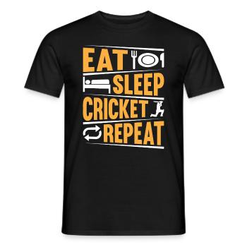 Eat Sleep Cricket Repeat - Playing Cricket Player - Männer T-Shirt - Schwarz - Vorne - AI Model Male 178 light (178cm)