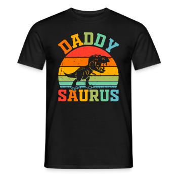 Papasaurus Dino Daddy Dinosaur Papa Dino - Dadd - Men's T-Shirt - black - Front - AI Model Male 178 light (178cm)