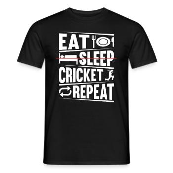 Cricket Drôle de joueur de cricket - Eat Sleep Cricke - T-shirt homme - noir - Devant - AI Model Male 178 light (178cm)