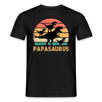 Papa Papa avec trois enfants - Papa Saurus Papa - T-shirt homme - noir - Devant - AI Model Male 178 light (178cm)