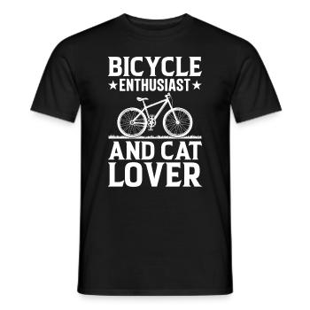 Bicycle Enthusiast And Cat Lover I Mountain Biking - Men's T-Shirt - black - Front - AI Model Male 178 light (178cm)