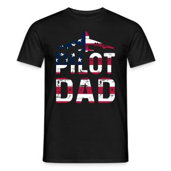 Pilot Daddy - Airport Airplane Pilot American Flag - Men's T-Shirt - black - Front - AI Model Male 178 light (178cm)