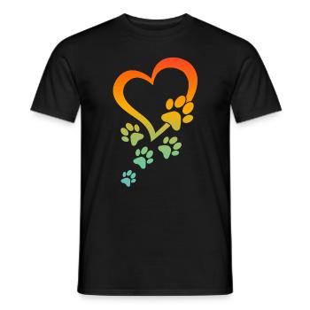 Dog Paw Heart Baby Dogs - Dog Paws Heart - Dog Paw - Männer T-Shirt - Schwarz - Vorne - AI Model Male 178 light (178cm)