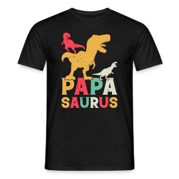 Papasaurus Papa Dinosaur - Papa Saurus Papa Dino - Men's T-Shirt - black - Front - AI Model Male 178 light (178cm)
