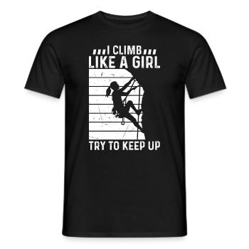 Bouldering Rock Climbing I Climb Like A Girl Try T - Men's T-Shirt - black - Front - AI Model Male 178 light (178cm)