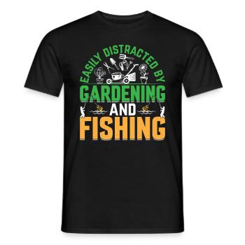 Gardening - Easily Distracted By Gardening And Fis - Männer T-Shirt - Schwarz - Vorne - AI Model Male 178 light (178cm)