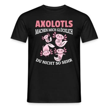Axolotls machen mich glücklich - Querzahnmolch Ax - Männer T-Shirt - Schwarz - Vorne - AI Model Male 178 light (178cm)