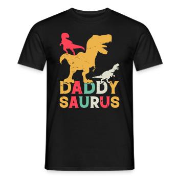 Papa Dino Papasaurus Papa Dinosaurier - Daddysauru - Männer T-Shirt - Schwarz - Vorne - AI Model Male 178 light (178cm)