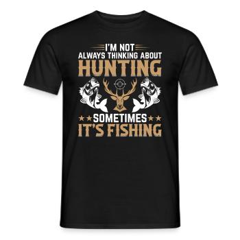 Pêche au chevreuil Chasse à la truite - Deer Hun - T-shirt homme - noir - Devant - AI Model Male 178 light (178cm)