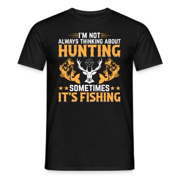 Chasse au cerf Pêche à la truite Pêche au poisson - Deer Hun - T-shirt homme - noir - Devant - AI Model Male 178 light (178cm)
