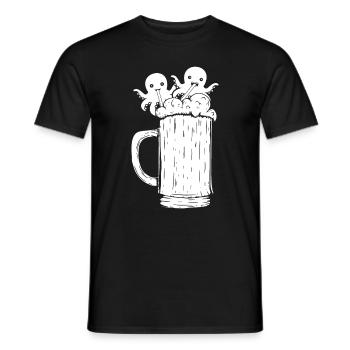 Kraken Octopus Cephalopod - Funny Octopus Beer - Men's T-Shirt - black - Front - AI Model Male 178 light (178cm)