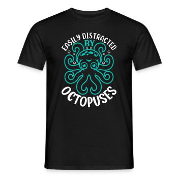 Céphalopode Kraken Octopus - facilement distrait par O - T-shirt homme - noir - Devant - AI Model Male 178 light (178cm)