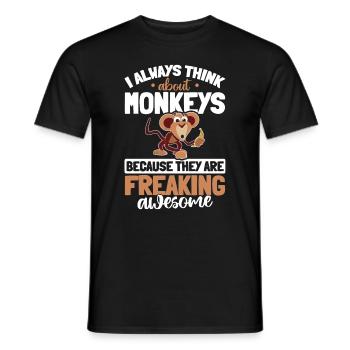 I always think about Monkeys - Orangutan Monkey - Men's T-Shirt - black - Front - AI Model Male 178 light (178cm)