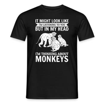 It might look like i'm listening to you - Monkey - Men's T-Shirt - black - Front - AI Model Male 178 light (178cm)