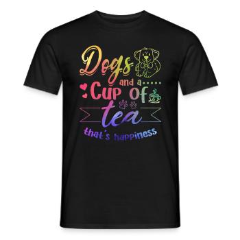 Dogs And A Cup Of Tea That's Happiness - Dog Owner - Men's T-Shirt - black - Front - AI Model Male 178 light (178cm)