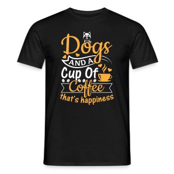 Dogs And A Cup Of Coffee That's Happiness - Cute D - Männer T-Shirt - Schwarz - Vorne - AI Model Male 178 light (178cm)