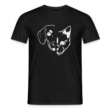 Cat Lover Dog Owner Dog Lover - Dog & Cat Face - Männer T-Shirt - Schwarz - Vorne - AI Model Male 178 light (178cm)