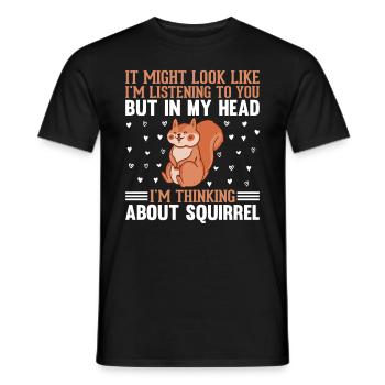 On dirait peut-être que j’écoute - Drôle d’écureuil - T-shirt homme - noir - Devant - AI Model Male 178 light (178cm)